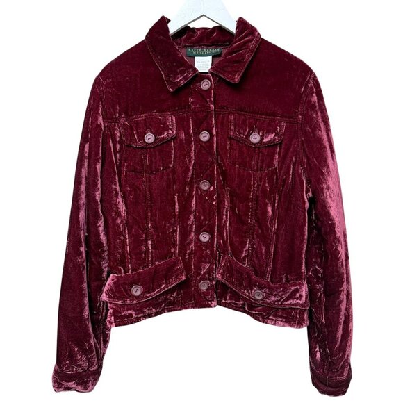 Harve Benard Red Velvet Jean Jacket Size 16 Womens Evening Holiday Party NWT - Picture 8 of 10
